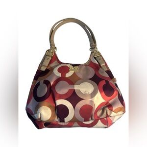 Coach Maggie Madison Graphic Op Art Multicolor Signature Sateen Hobo Bag 18764